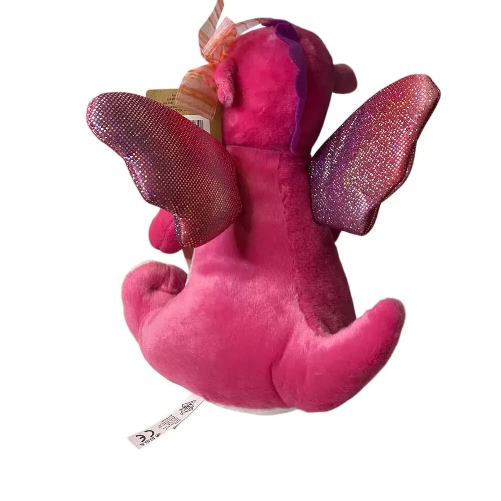 NWT The Petting Zoo Pink Dragon with Shimmery Heart Plush 10